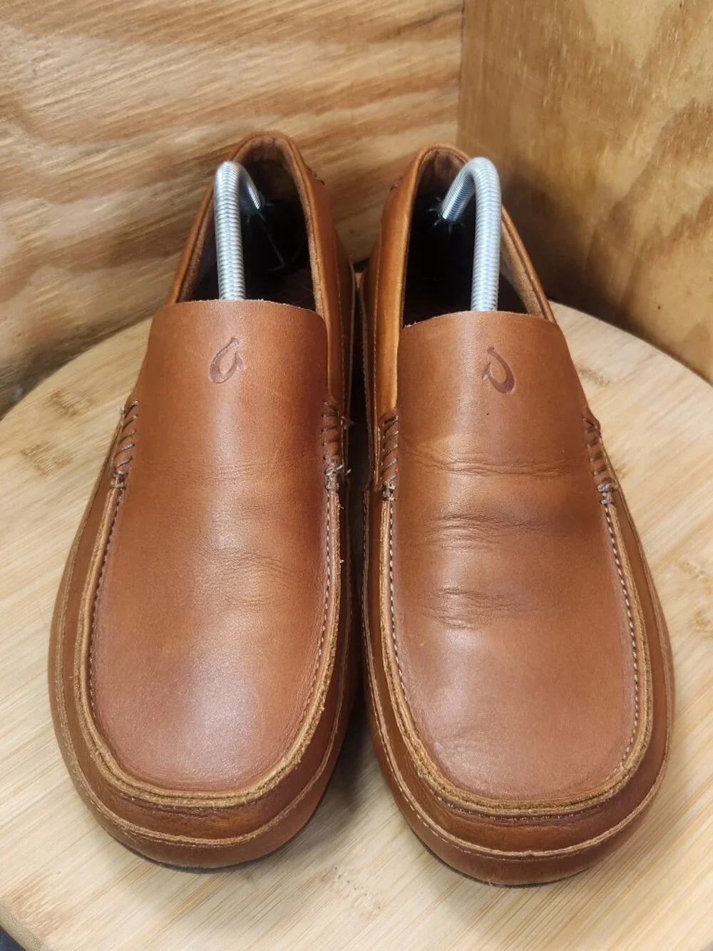 Olukai Kulana Mens Brown Leather Moc Slip On Loafer Shoes Size 10